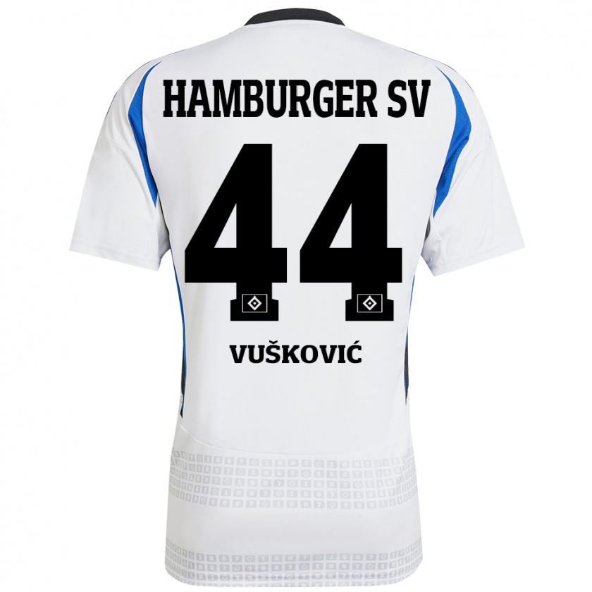 Kandiny Kinderen Mario Vuskovic #44 Wit Blauw Thuisshirt Thuistenue 2024/25 T-Shirt