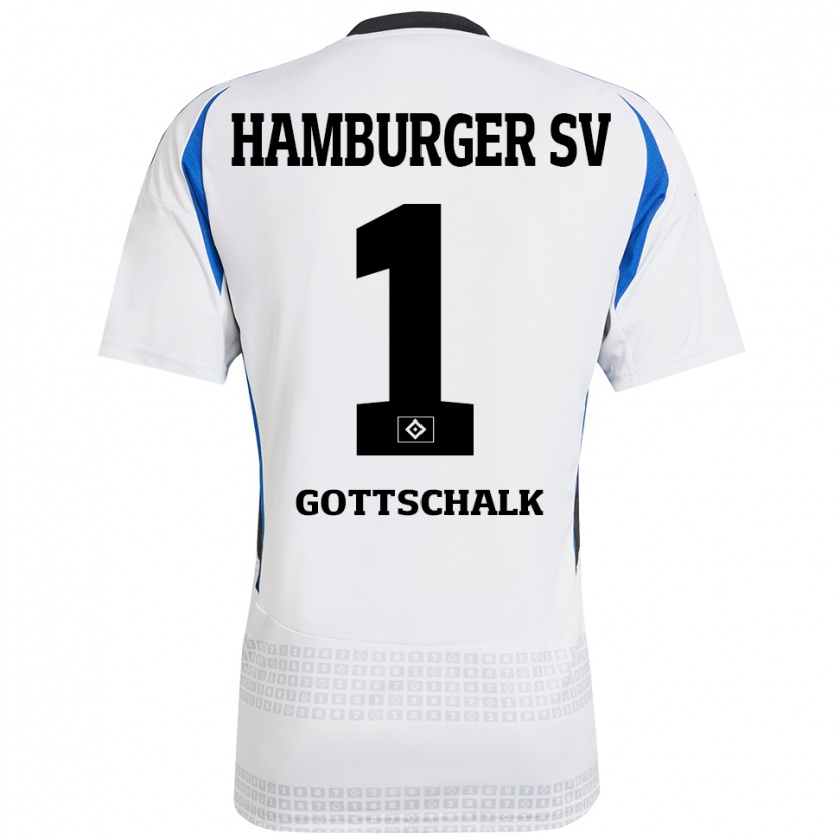 Kandiny Bambino Maglia Juri Gottschalk #1 Bianco Blu Kit Gara Home 2024/25 Maglietta