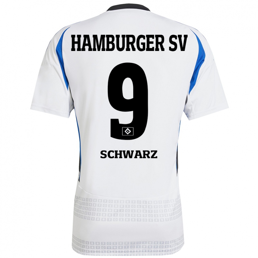 Kandiny Bambino Maglia Rafael Schwarz #9 Bianco Blu Kit Gara Home 2024/25 Maglietta