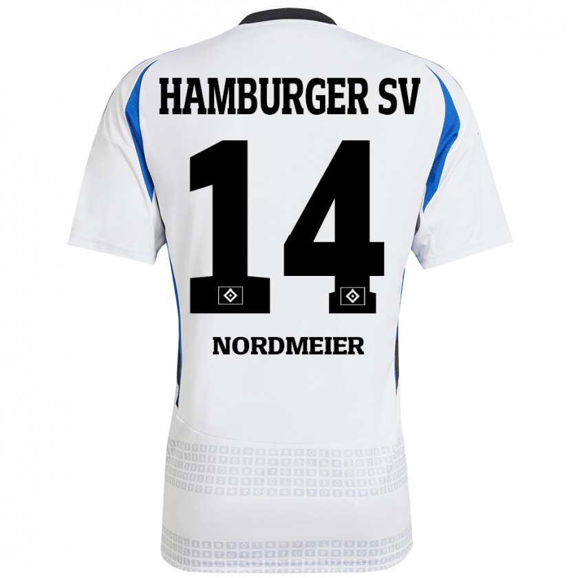 Kandiny Bambino Maglia Quentin Nordmeier #14 Bianco Blu Kit Gara Home 2024/25 Maglietta