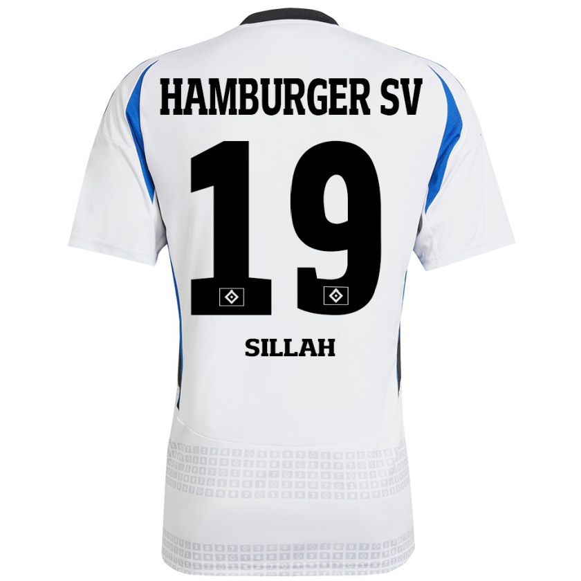 Kandiny Bambino Maglia Omar Sillah #19 Bianco Blu Kit Gara Home 2024/25 Maglietta