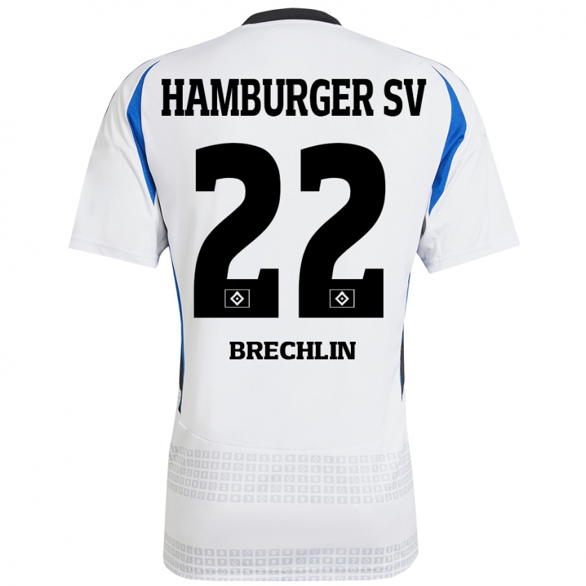 Kandiny Bambino Maglia Bjarne Brechlin #22 Bianco Blu Kit Gara Home 2024/25 Maglietta