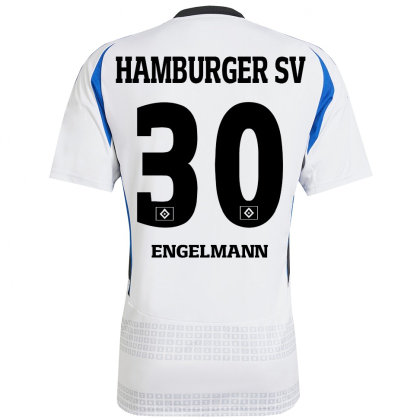 Kandiny Bambino Maglia Timon Engelmann #30 Bianco Blu Kit Gara Home 2024/25 Maglietta