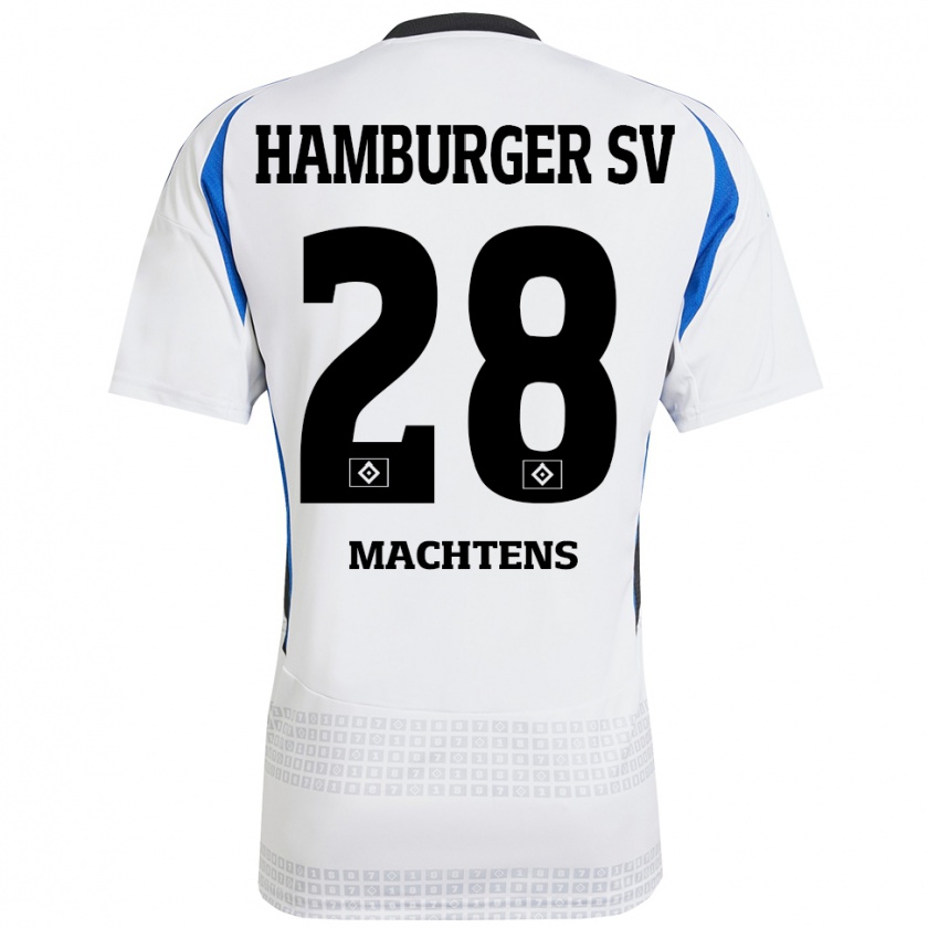 Kandiny Bambino Maglia Pauline Machtens #28 Bianco Blu Kit Gara Home 2024/25 Maglietta