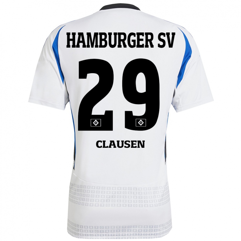 Kandiny Niño Camiseta Lina Clausen #29 Blanco Azul 1ª Equipación 2024/25 La Camisa México