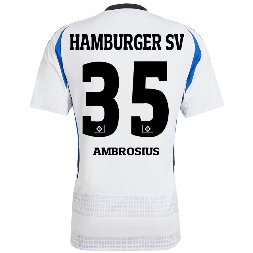 Kandiny Bambino Maglia Stephan Ambrosius #35 Bianco Blu Kit Gara Home 2024/25 Maglietta