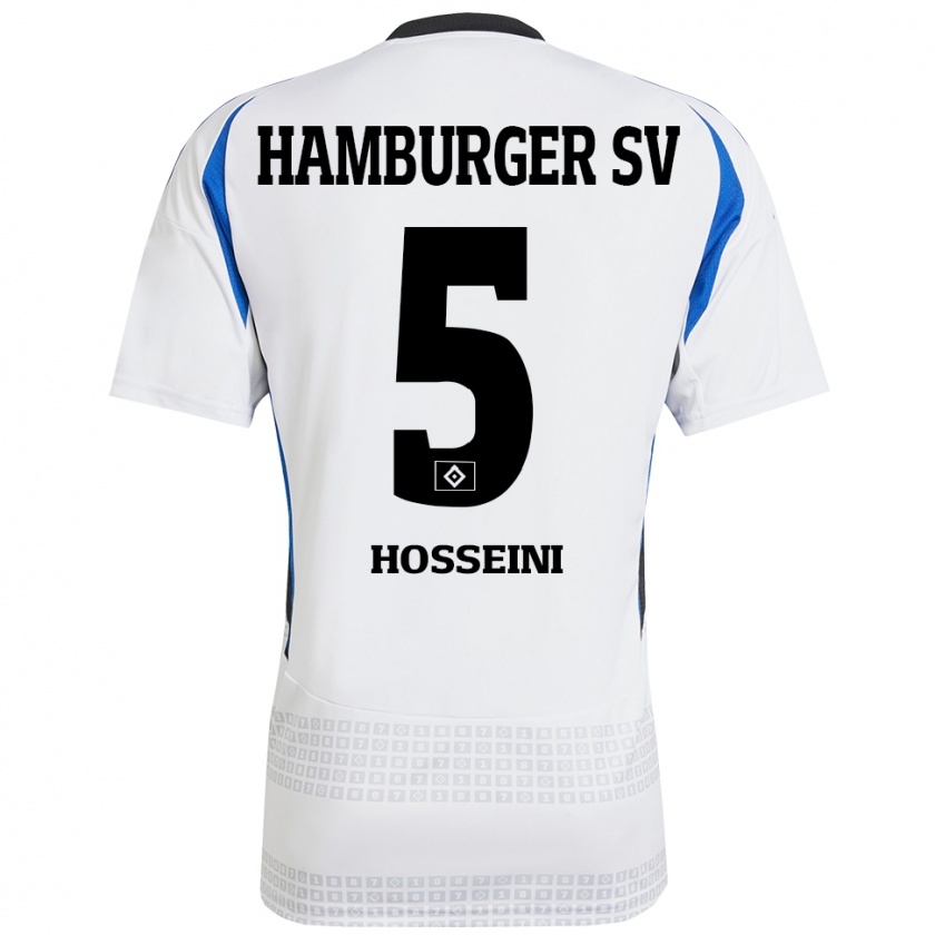 Kandiny Bambino Maglia Reza Hosseini #5 Bianco Blu Kit Gara Home 2024/25 Maglietta