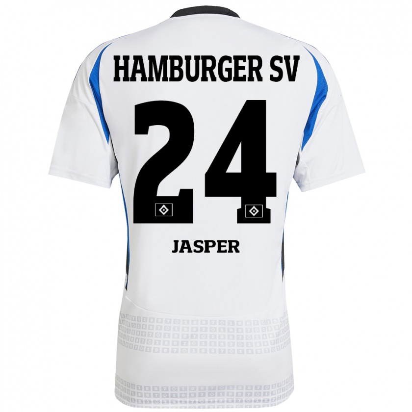 Kandiny Kinderen Jan-Lukas Jasper #24 Wit Blauw Thuisshirt Thuistenue 2024/25 T-Shirt