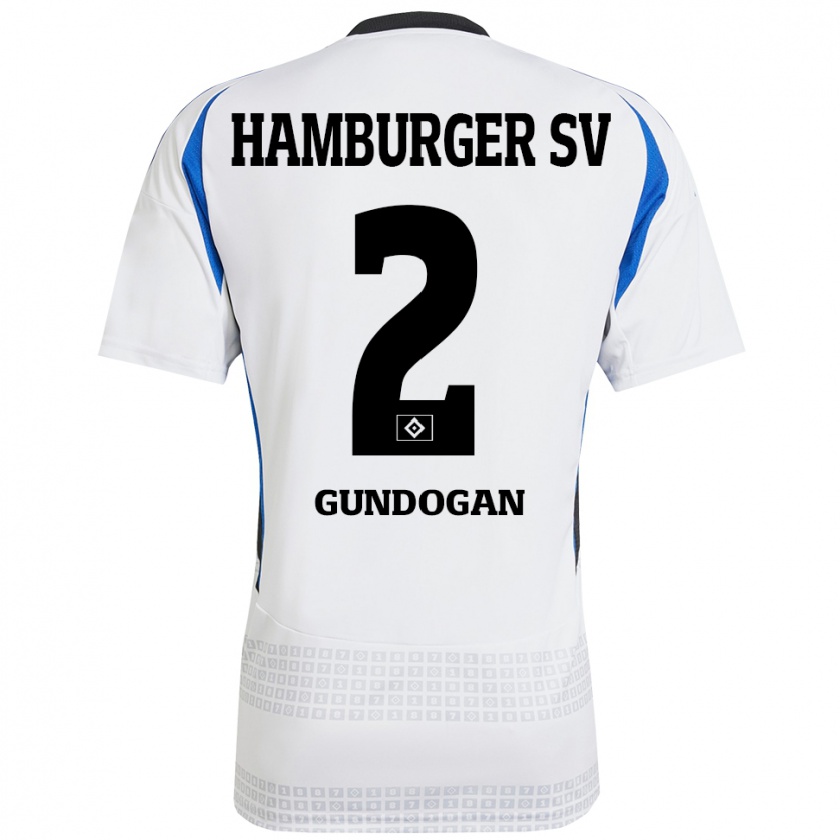 Kandiny Kinderen Haci Gündogan #2 Wit Blauw Thuisshirt Thuistenue 2024/25 T-Shirt