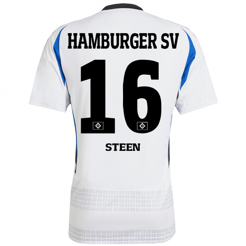 Kandiny Bambino Maglia Maya Steen #16 Bianco Blu Kit Gara Home 2024/25 Maglietta