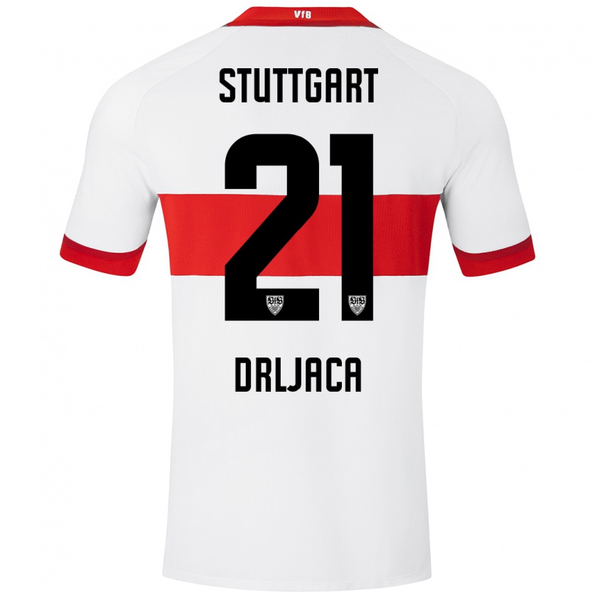 Kandiny Niño Camiseta Stefan Drljaca #21 Blanco Rojo 1ª Equipación 2024/25 La Camisa