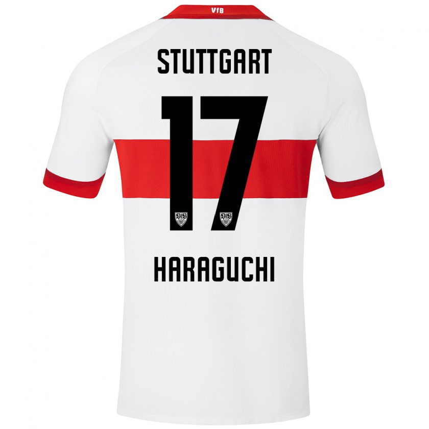 Kandiny Niño Camiseta Genki Haraguchi #17 Blanco Rojo 1ª Equipación 2024/25 La Camisa