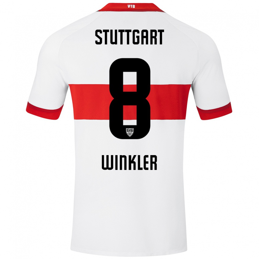 Kandiny Bambino Maglia Nathan Winkler #8 Bianco Rosso Kit Gara Home 2024/25 Maglietta