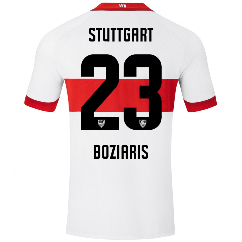 Kandiny Niño Camiseta Giannis Boziaris #23 Blanco Rojo 1ª Equipación 2024/25 La Camisa