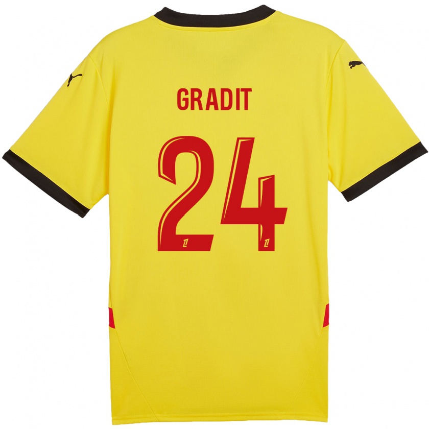 Kandiny Bambino Maglia Jonathan Gradit #24 Giallo Rosso Kit Gara Home 2024/25 Maglietta