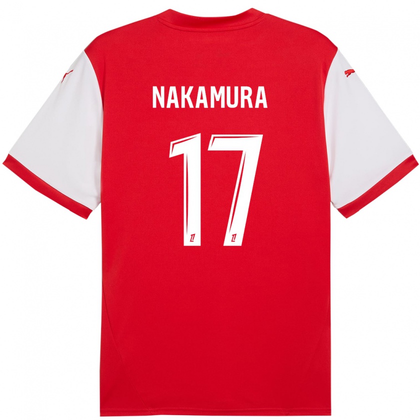 Kandiny Bambino Maglia Keito Nakamura #17 Rosso Bianco Kit Gara Home 2024/25 Maglietta