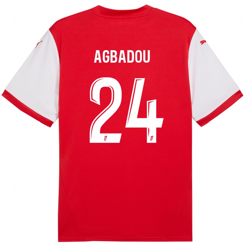 Kandiny Bambino Maglia Emmanuel Agbadou #24 Rosso Bianco Kit Gara Home 2024/25 Maglietta