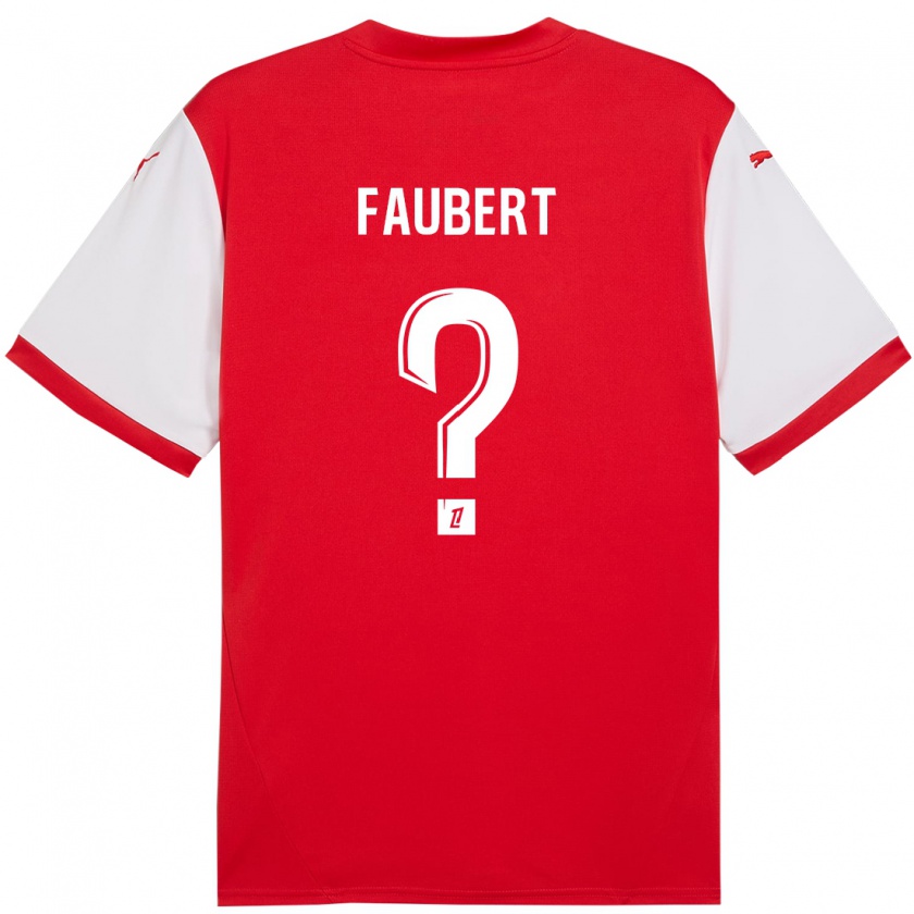 Kandiny Kinderen Noam Faubert #0 Rood Wit Thuisshirt Thuistenue 2024/25 T-Shirt