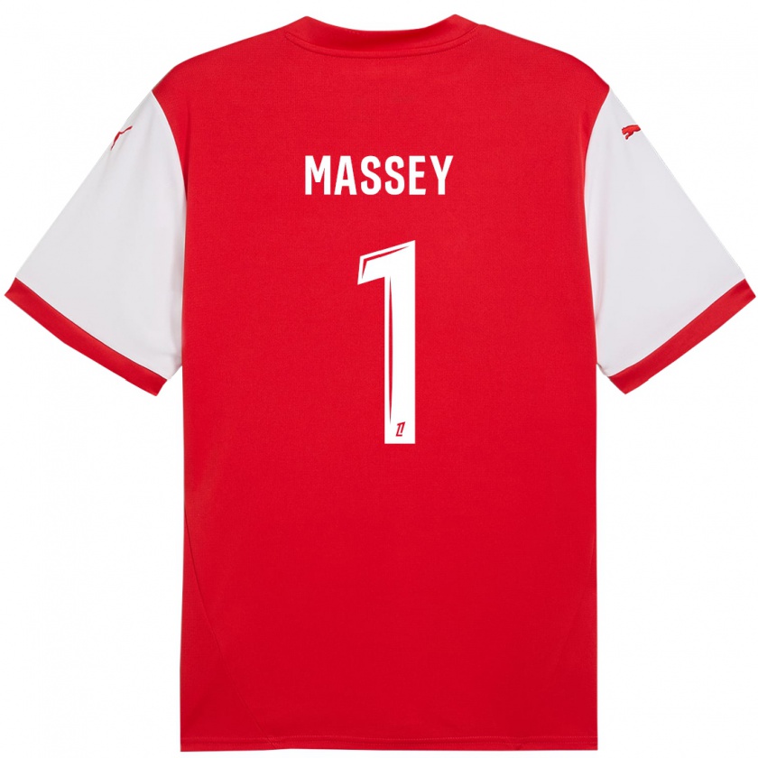 Kandiny Kinderen Kayza Massey #1 Rood Wit Thuisshirt Thuistenue 2024/25 T-Shirt België