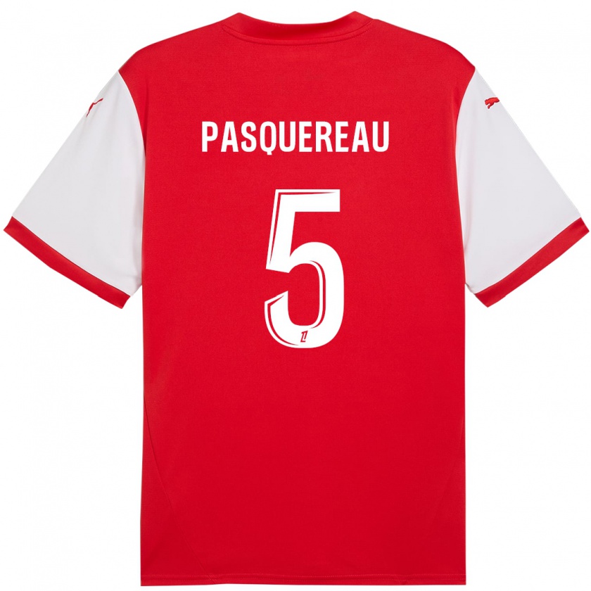 Kandiny Bambino Maglia Julie Pasquereau #5 Rosso Bianco Kit Gara Home 2024/25 Maglietta