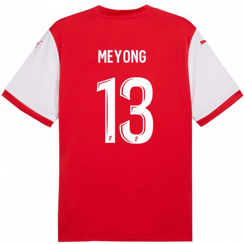 Kandiny Niño Camiseta Charlène Meyong #13 Rojo Blanco 1ª Equipación 2024/25 La Camisa