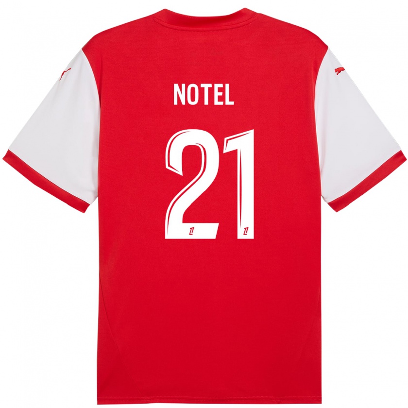 Kandiny Bambino Maglia Léa Notel #21 Rosso Bianco Kit Gara Home 2024/25 Maglietta