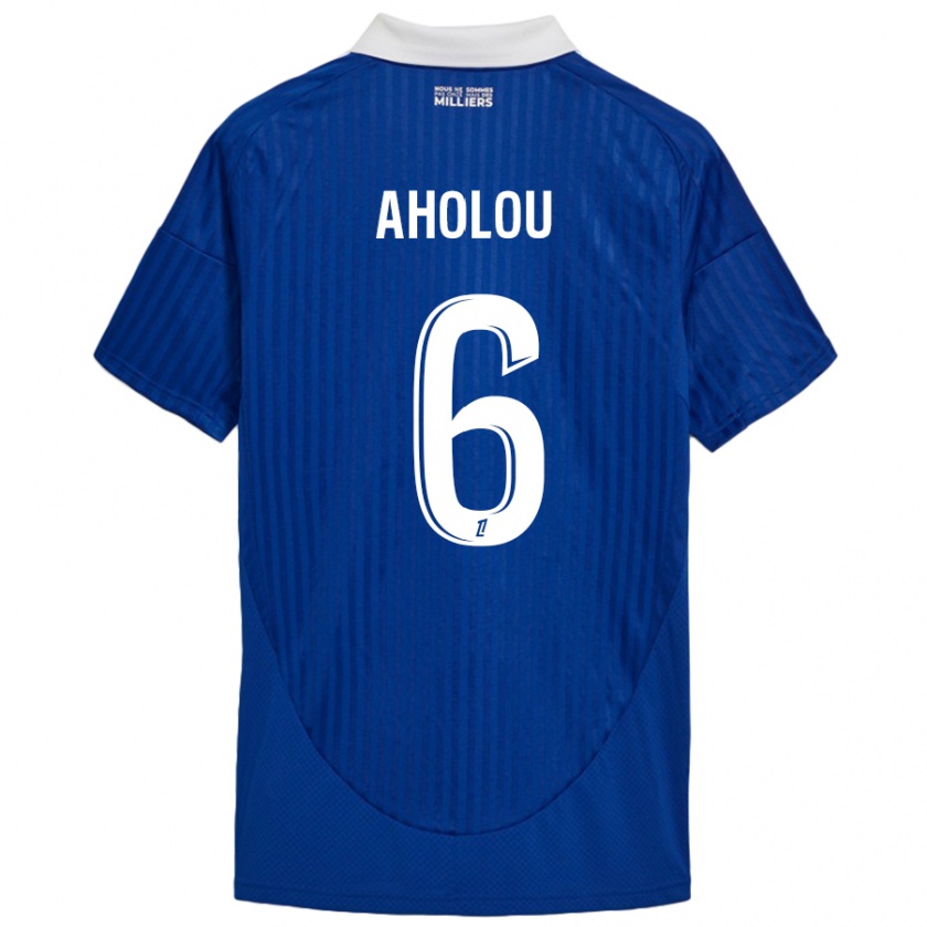 Kandiny Kinderen Jean-Eudes Aholou #6 Blauw Wit Thuisshirt Thuistenue 2024/25 T-Shirt