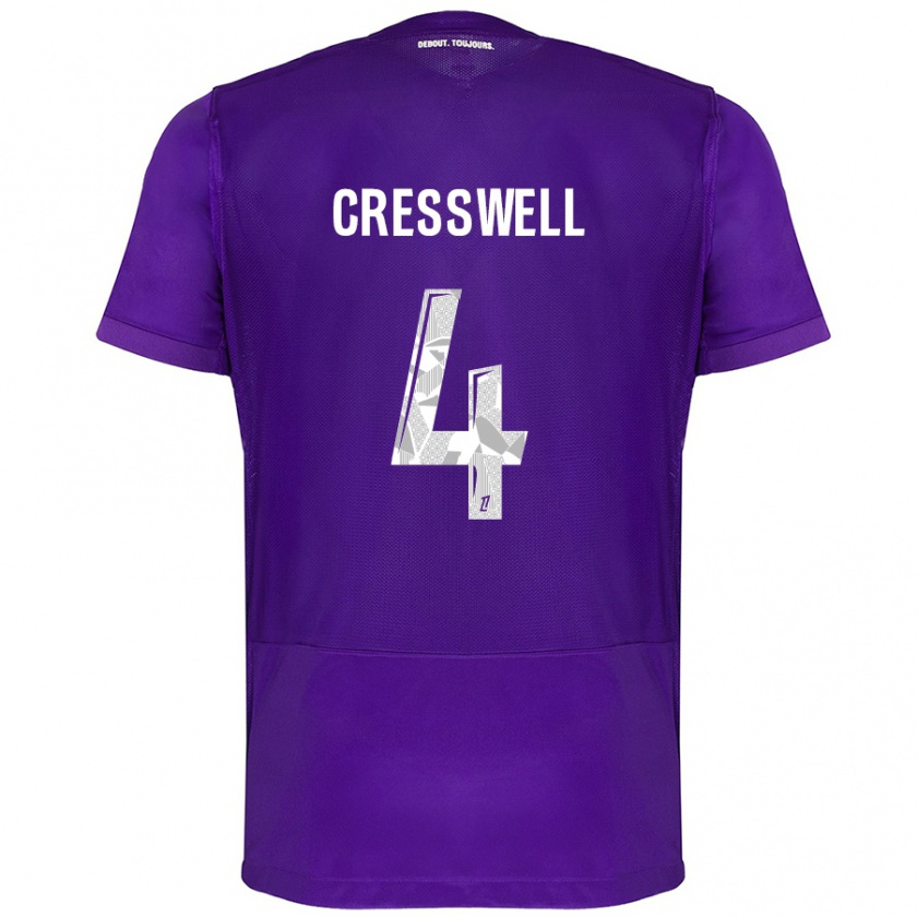 Kandiny Kinder Charlie Cresswell #4 Violett Weiß Heimtrikot Trikot 2024/25 T-Shirt Österreich