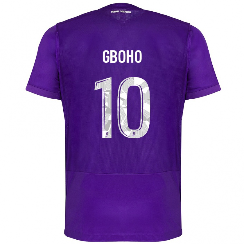 Kandiny Niño Camiseta Yann Gboho #10 Morado Blanco 1ª Equipación 2024/25 La Camisa