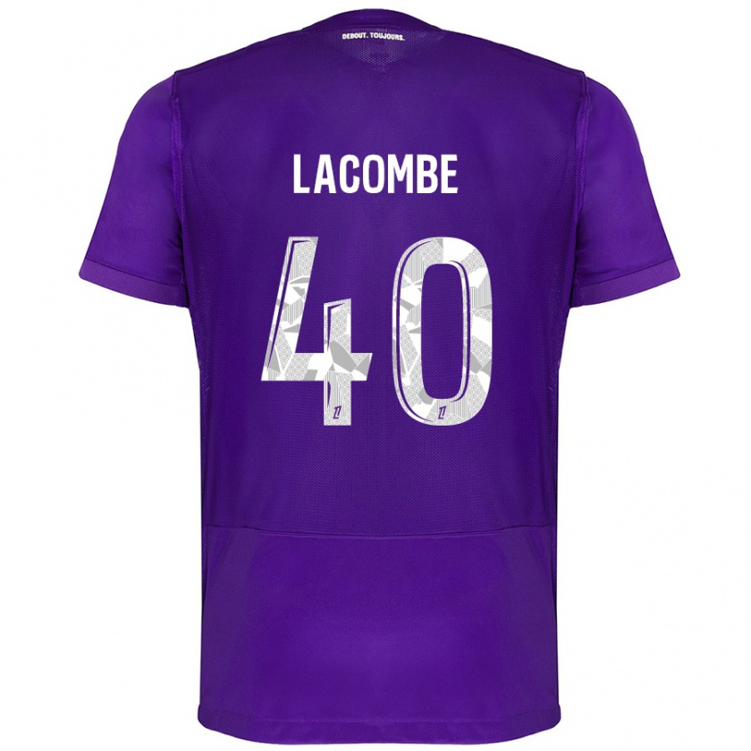 Kandiny Kinder Justin Lacombe #40 Violett Weiß Heimtrikot Trikot 2024/25 T-Shirt Österreich