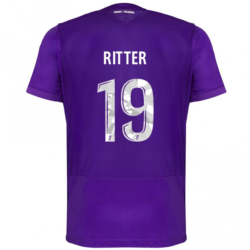 Kandiny Niño Camiseta Morgane Ritter #19 Morado Blanco 1ª Equipación 2024/25 La Camisa