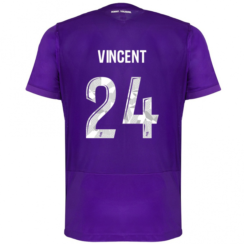 Kandiny Kinder Magalie Vincent #24 Violett Weiß Heimtrikot Trikot 2024/25 T-Shirt Österreich