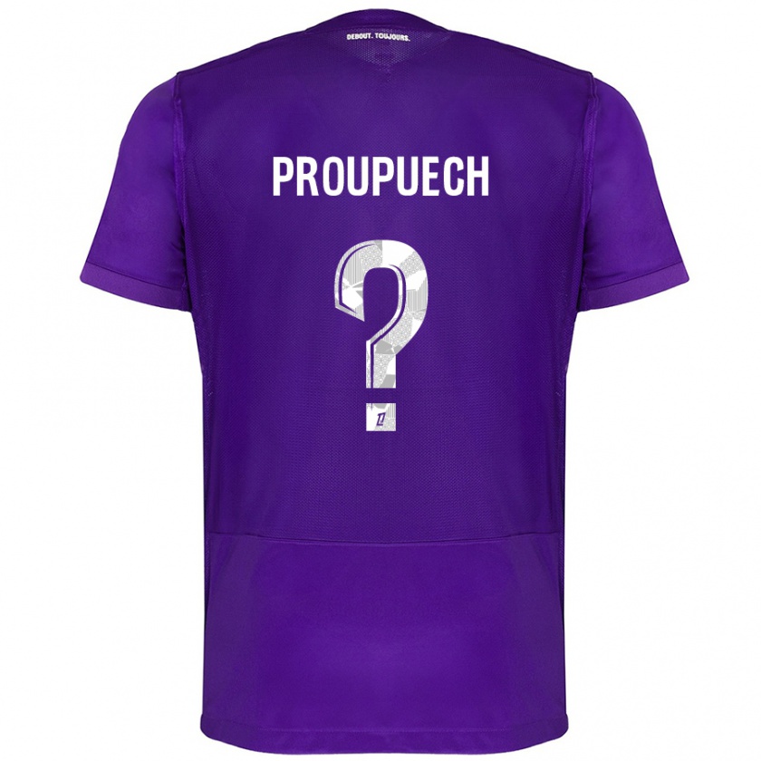 Kandiny Niño Camiseta Lucas Proupuech #0 Morado Blanco 1ª Equipación 2024/25 La Camisa