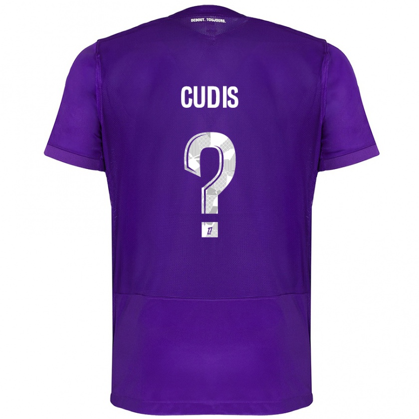 Kandiny Niño Camiseta Sacha Cudis #0 Morado Blanco 1ª Equipación 2024/25 La Camisa