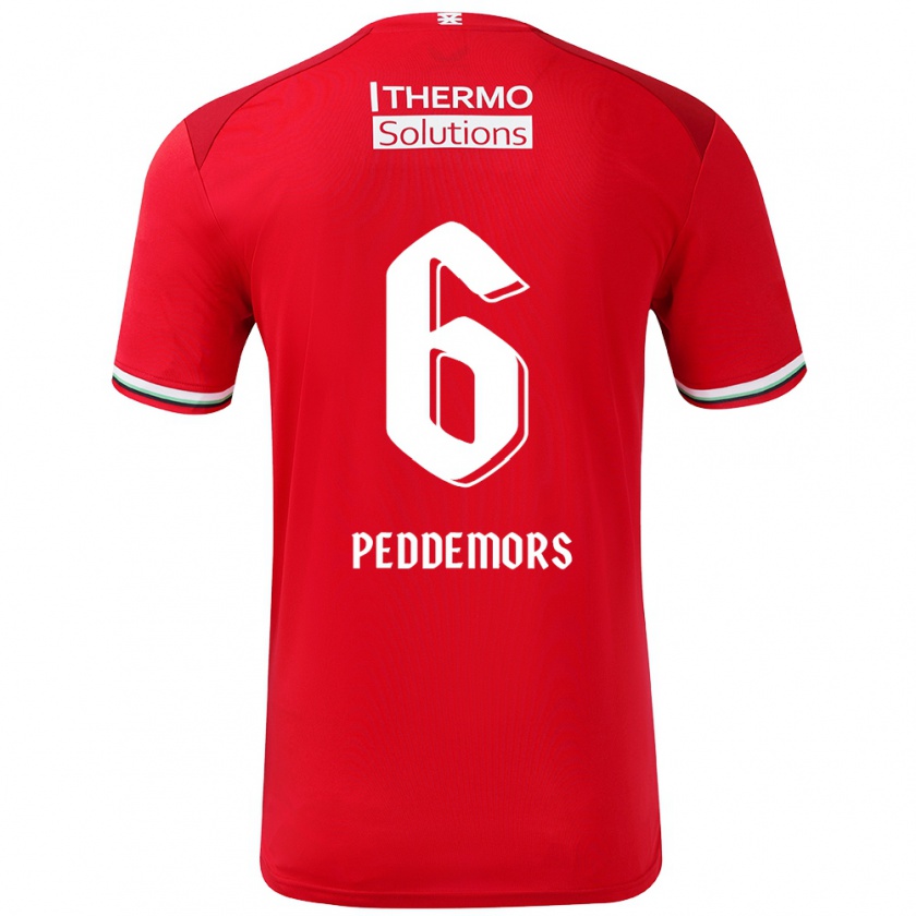 Kandiny Bambino Maglia Ella Peddemors #6 Rosso Bianco Kit Gara Home 2024/25 Maglietta