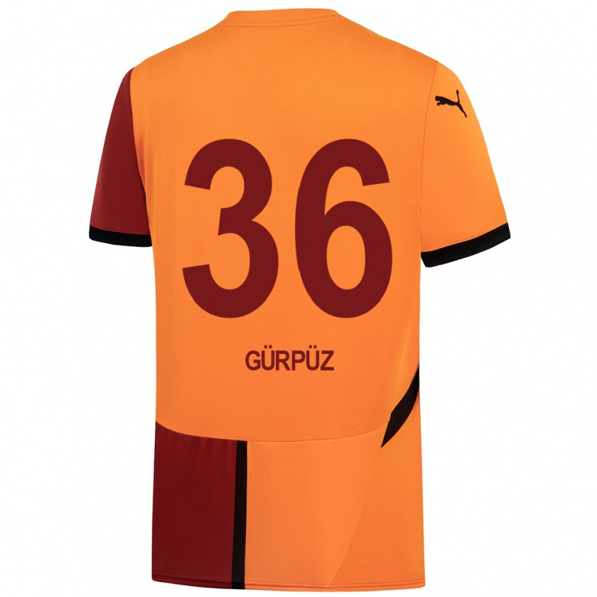 Kandiny Niño Camiseta Gökdeniz Gürpüz #36 Amarillo Rojo 1ª Equipación 2024/25 La Camisa