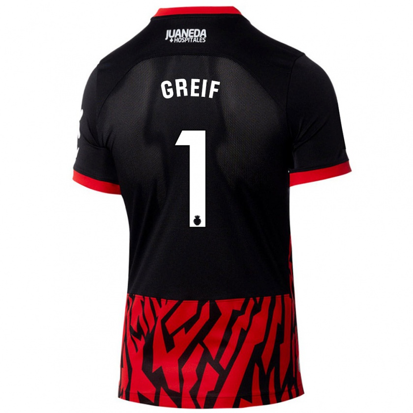 Kandiny Kinder Dominik Greif #1 Schwarz Rot Heimtrikot Trikot 2024/25 T-Shirt Österreich