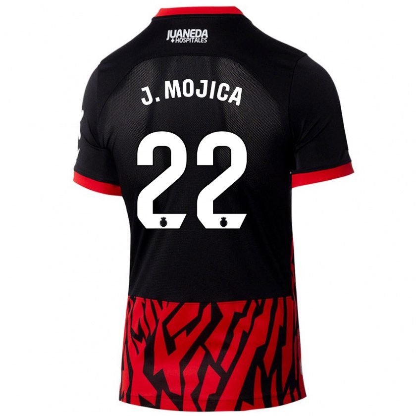 Kandiny Niño Camiseta Johan Mojica #22 Negro Rojo 1ª Equipación 2024/25 La Camisa