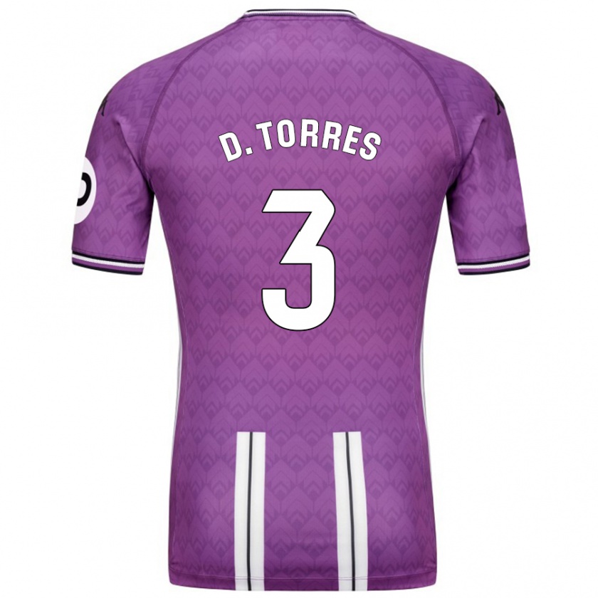 Kandiny Bambino Maglia David Torres #3 Viola Bianco Kit Gara Home 2024/25 Maglietta