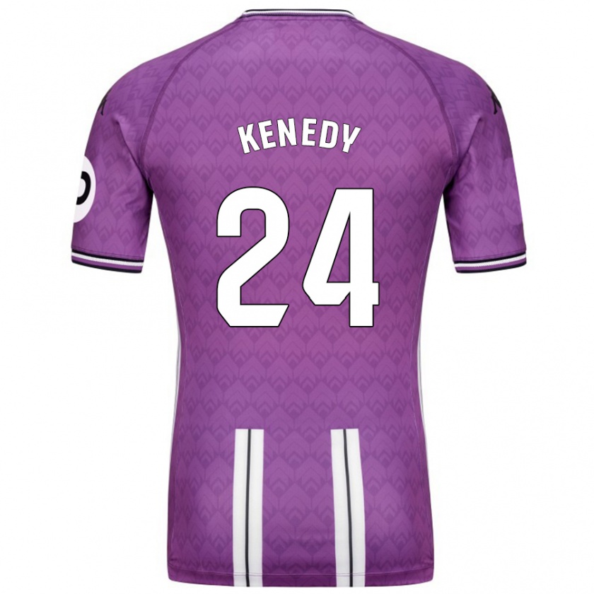 Kandiny Criança Camisola Kenedy #24 Branco Roxo Principal 2024/25 Camisa Brasil