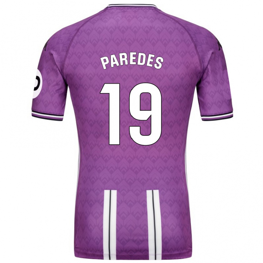 Kandiny Niño Camiseta Yago Paredes #19 Púrpura Blanco 1ª Equipación 2024/25 La Camisa