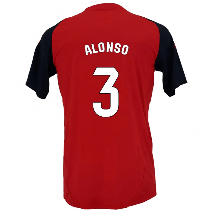 Kandiny Niño Camiseta Julio Alonso #3 Rojo Negro 1ª Equipación 2024/25 La Camisa México