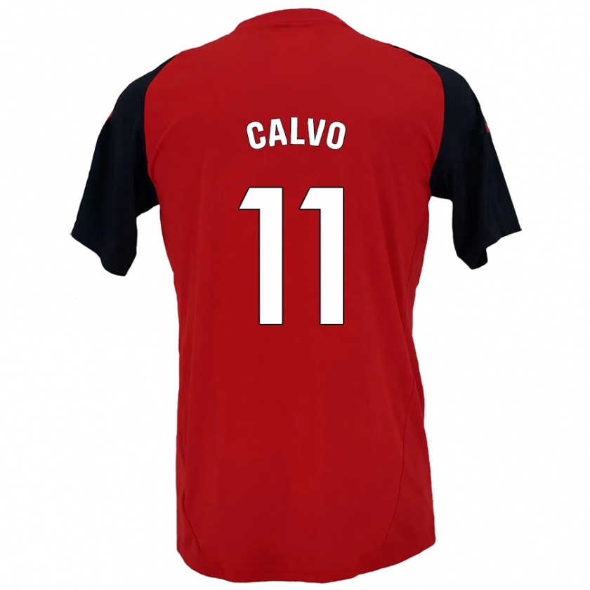 Kandiny Kinderen Álex Calvo #11 Rood Zwart Thuisshirt Thuistenue 2024/25 T-Shirt