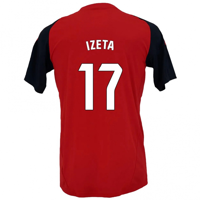 Kandiny Kinderen Urko Izeta #17 Rood Zwart Thuisshirt Thuistenue 2024/25 T-Shirt