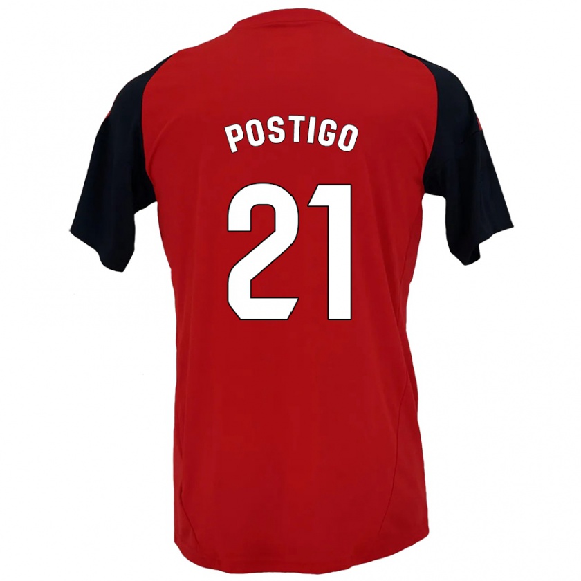 Kandiny Niño Camiseta Sergio Postigo #21 Rojo Negro 1ª Equipación 2024/25 La Camisa