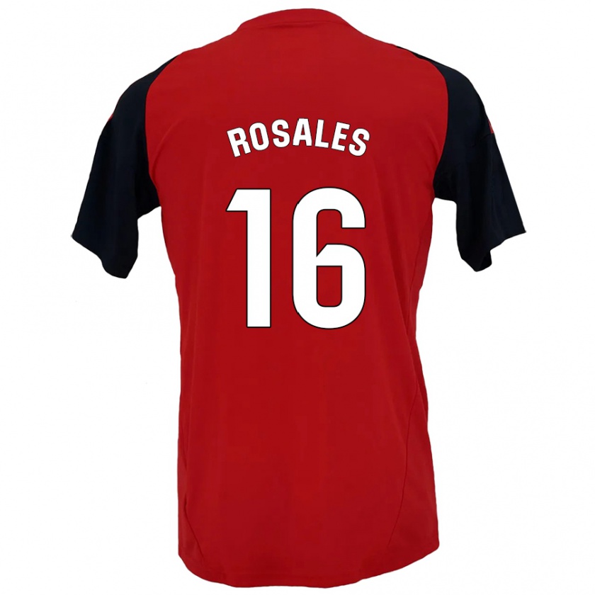 Kandiny Bambino Maglia Diego Rosales #16 Rosso Nero Kit Gara Home 2024/25 Maglietta