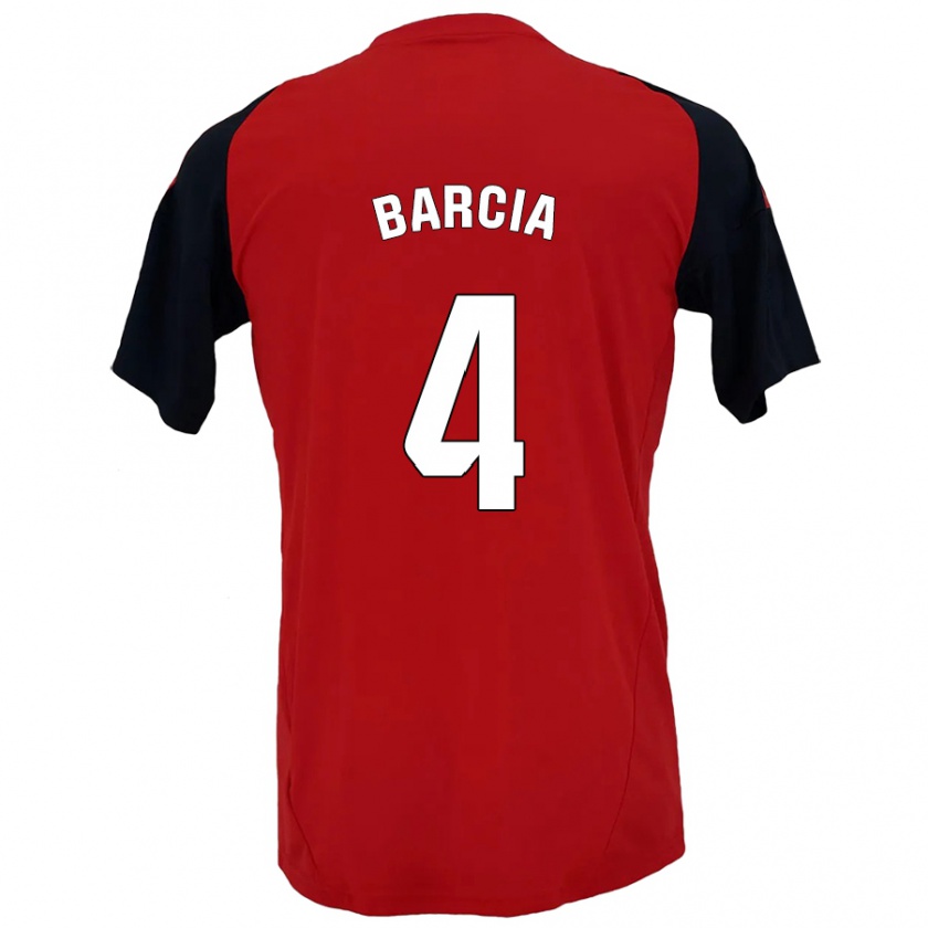 Kandiny Kinderen Sergio Barcia #4 Rood Zwart Thuisshirt Thuistenue 2024/25 T-Shirt