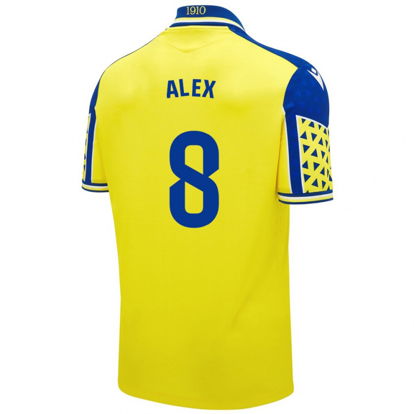 Kandiny Bambino Maglia Álex Fernández #8 Giallo Blu Kit Gara Home 2024/25 Maglietta