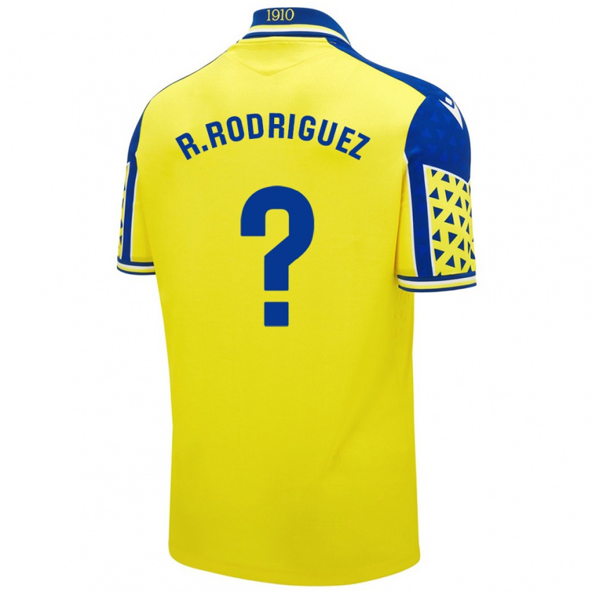 Kandiny Kinderen Ramón Rodríguez #0 Geel Blauw Thuisshirt Thuistenue 2024/25 T-Shirt