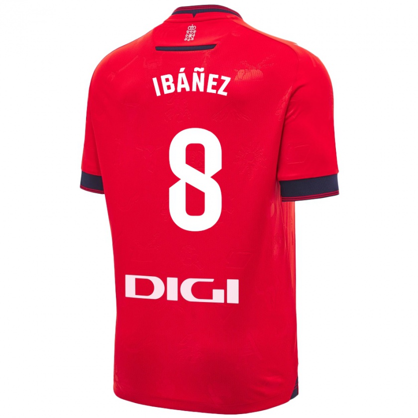 Kandiny Niño Camiseta Pablo Ibáñez #8 Rojo Blanco 1ª Equipación 2024/25 La Camisa